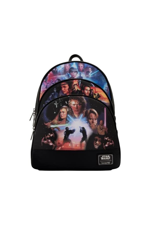 Loungefly Star Wars Trilogy Mini sac à dos à 2 poches triples, multicolore, taille unique