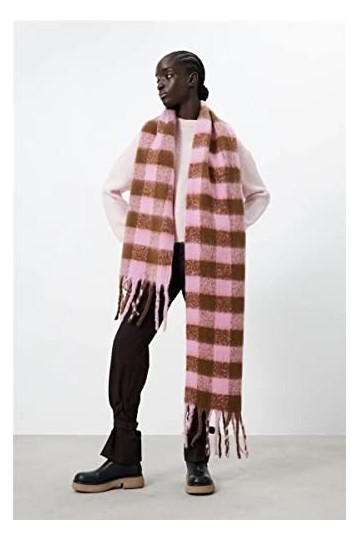 Foulard Femme Cheveux Echarpe Soie Écharpe Femme Polyester Chaud Plaid Écharpe Femme Écharpe Wrap Épais Doux Gland Châle Long