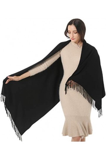 TwoYek Écharpe pashmina pour femme - Pour robe de soirée, mariage, demoiselle dhonneur, noir, 79 x 26 Inch Including Tassels