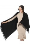 TwoYek Écharpe pashmina pour femme - Pour robe de soirée, mariage, demoiselle dhonneur, noir, 79 x 26 Inch Including Tassels