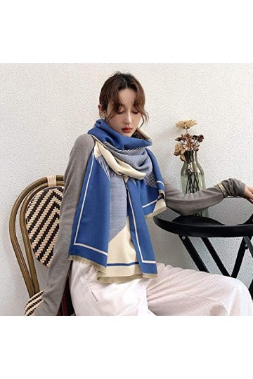 ZZLLFF Écharpe dhiver Automne Chaud Cashmere Pashmina Femmes Design Géométrique Couverture Femme Couverture Femme Châles Wra