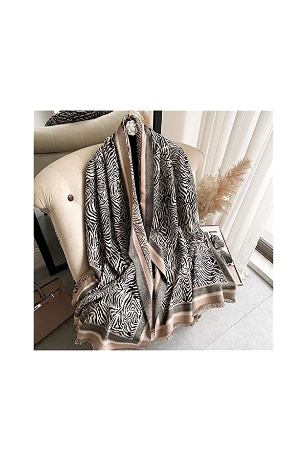 ZZLLFF Mode Tassels Cachemire Écharpe Femmes Nouveau Chaude Charcades Épais Chapeaux Wraps Lady Design Print Pashmina Couvert