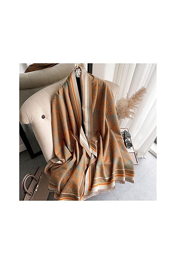 ZZLLFF Mode Tassels Cachemire Écharpe Femmes Nouveau Chaude Charcades Épais Chapeaux Wraps Lady Design Print Pashmina Couvert