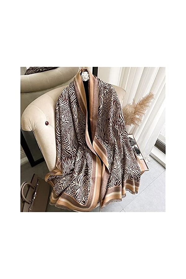 ZZLLFF Mode Tassels Cachemire Écharpe Femmes Nouveau Chaude Charcades Épais Chapeaux Wraps Lady Design Print Pashmina Couvert