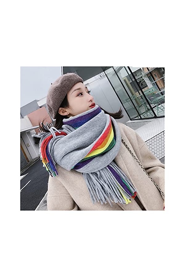 ZZLLFF 45 * 20 0CM Femme Femme Automne Hiver Plaid Echarpe Cachemire tricoté Couverture Couverture Chaude Chapeaux Soft Soft 