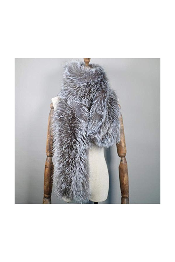 JLWS 2020 Long Style femmes écharpe en fourrure de renard chaud doux tricoté en fourrure de renard châle Wrap naturel en four
