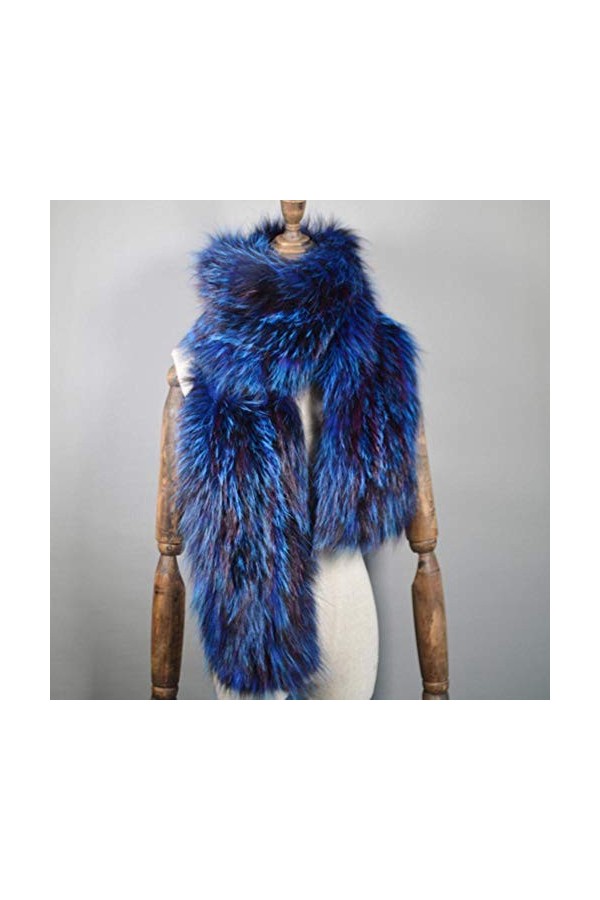 JLWS 2020 Long Style femmes écharpe en fourrure de renard chaud doux tricoté en fourrure de renard châle Wrap naturel en four