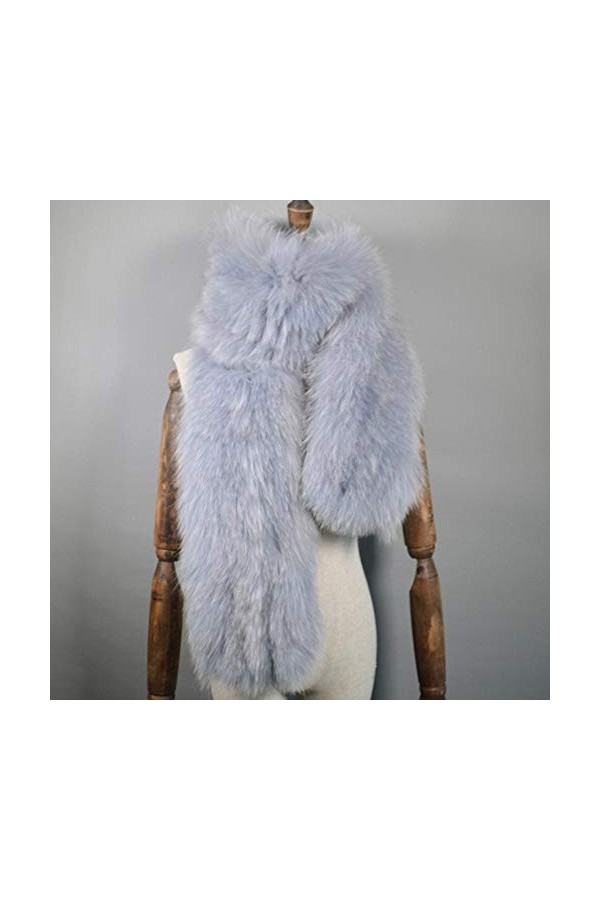 JLWS 2020 Long Style femmes écharpe en fourrure de renard chaud doux tricoté en fourrure de renard châle Wrap naturel en four