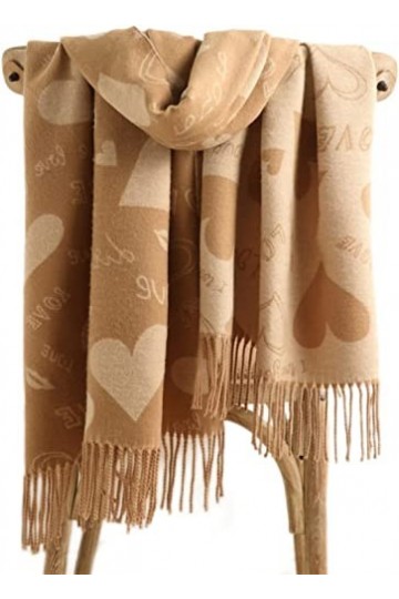 Tbkoly Écharpe de Poncho à la Mode, écharpe châle en Cachemire Chaud et Solide for Femme Lettre imprimée épaisse Couverture d