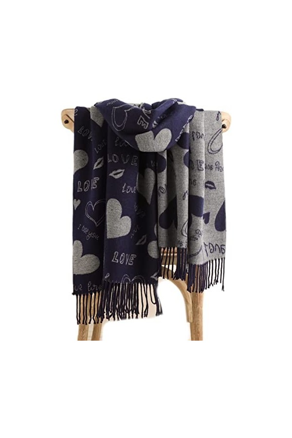 Tbkoly Écharpe de Poncho à la Mode, écharpe châle en Cachemire Chaud et Solide for Femme Lettre imprimée épaisse Couverture d