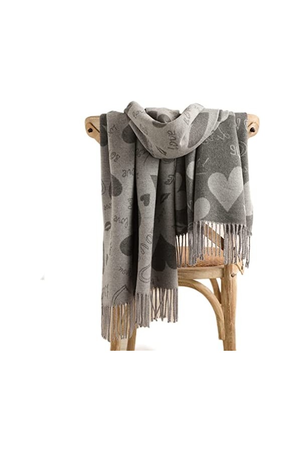 Tbkoly Écharpe de Poncho à la Mode, écharpe châle en Cachemire Chaud et Solide for Femme Lettre imprimée épaisse Couverture d