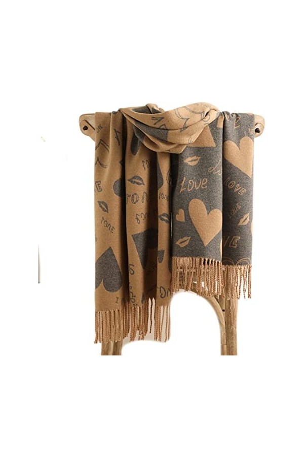 Tbkoly Écharpe de Poncho à la Mode, écharpe châle en Cachemire Chaud et Solide for Femme Lettre imprimée épaisse Couverture d