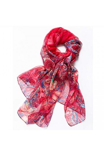 GCC Écharpe en Mousseline De Soie des Fleurs Imprimée La Mode pour Femme,Printemps Et Automne Nouvelle écharpe Longue en Soie