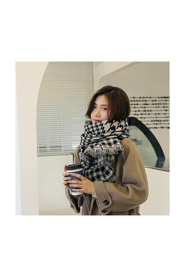 Foulard Femme Cheveux Echarpe Soie Écharpe À Pois Rayés pour Femmes Écharpe Chaude Châle Couverture Épaisse pour Femmes Nouve