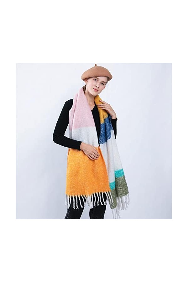 Foulard Femme Cheveux Echarpe Soie Écharpe Douce Femmes Écharpe À Carreaux Châle Wrap Épais Chaud Couverture De Base Gland Ch