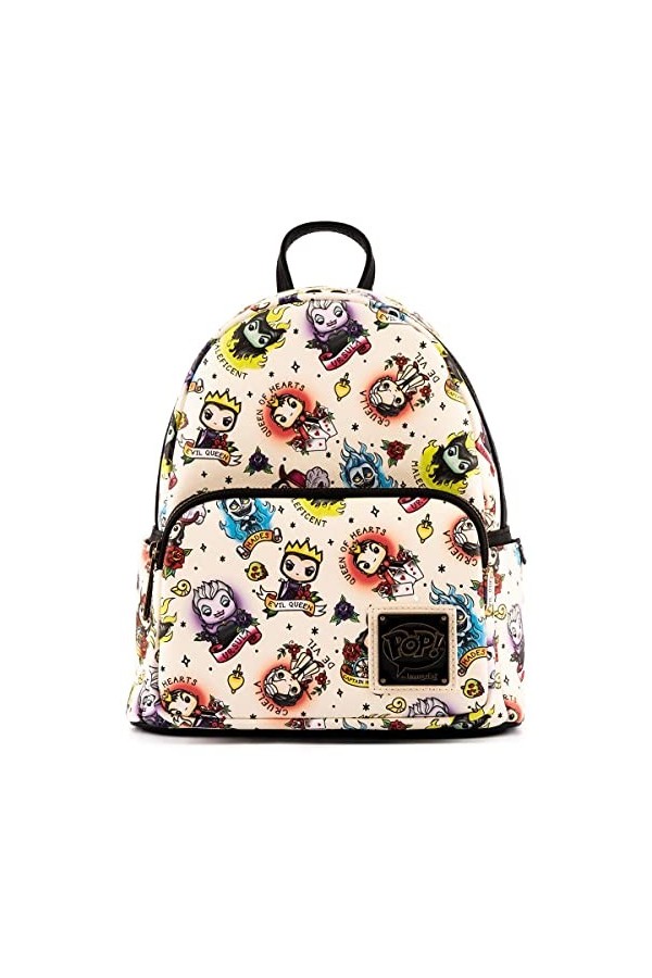 Disney Walt Villains - Pop! by Loungefly - Tattoo AOP Femme Mini Sac À Dos Standard, Imitation cuir,