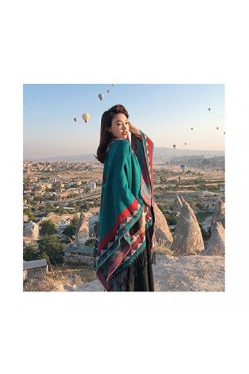 Couverture De Châles à Pampilles dhiver pour Femmes écharpes à La Mode avec Poche,Blue2-150X130cm