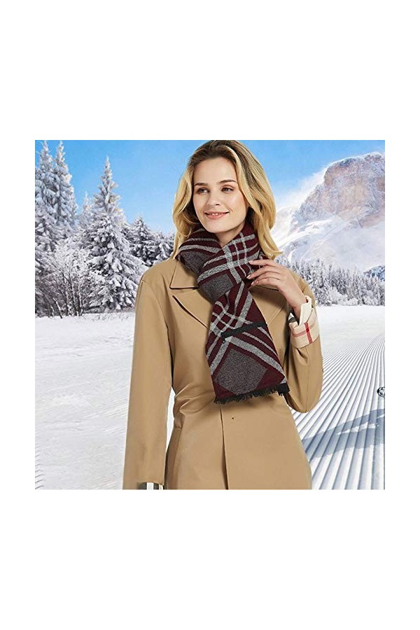 Écharpes Chauffantes électriques pour Femmes écharpe Chaude en Coton Unisexe USB Hiver Chauffage Chaud Couleur Fièvre,Brown-2