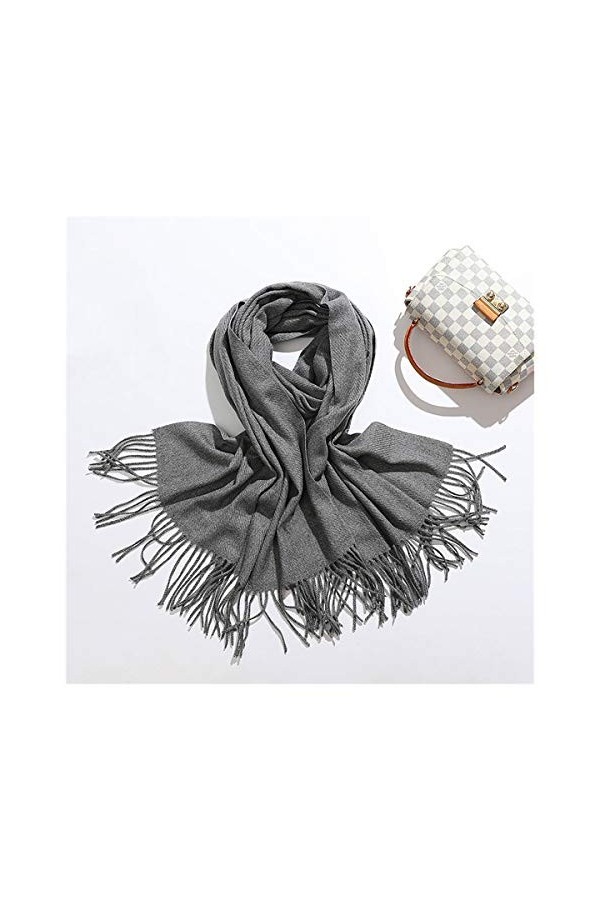 JINGGEGE Femme Écharpe Hiver Mode Châles Femelle Châles Cachemire Handes Hiver Widaps Couleur Solide Couleur Solid Hibijab Ec