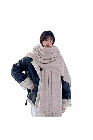 ERFMFKL Écharpe dhiver en laine tricotée vintage pour femme Hijab Grande couverture Châle garde au chaud, beige, taille uniq