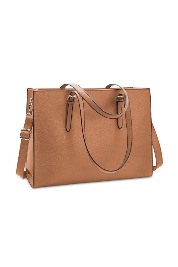 Sac Cabas Femmes Sac à Main en PU Cuir Grand Capacité Ordinateur Portable 15.6 Pouces Imperméable Sac de Cours Bandoulière Sa