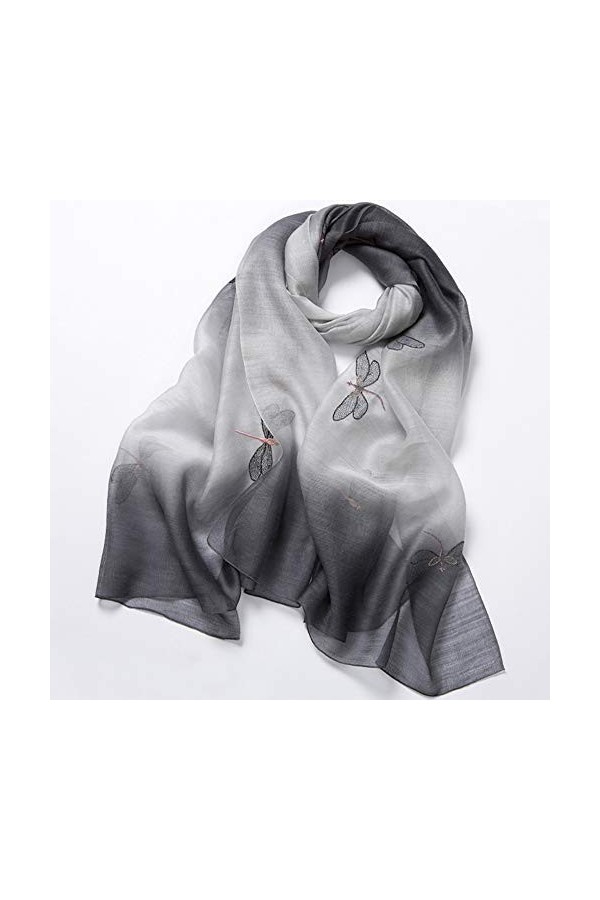 GCC Écharpes Broderie Animal Mode,Automne Et Hiver élégant Foulard Décoratif Multifonctionnel Longue écharpe en Laine De Soie