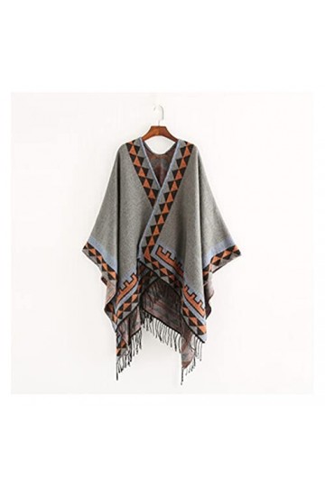 ZZLLFF Imitation Cachemire Femmes Vintage Print géométrique Gland Poncho écharpe Hiver Hiver châle Chaude wraw Color : 6, Si