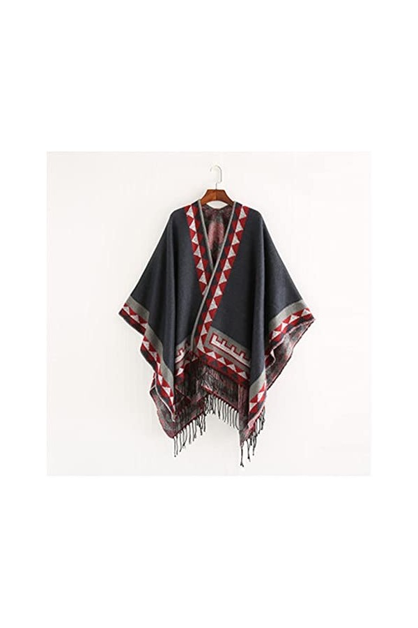 ZZLLFF Imitation Cachemire Femmes Vintage Print géométrique Gland Poncho écharpe Hiver Hiver châle Chaude wraw Color : 6, Si