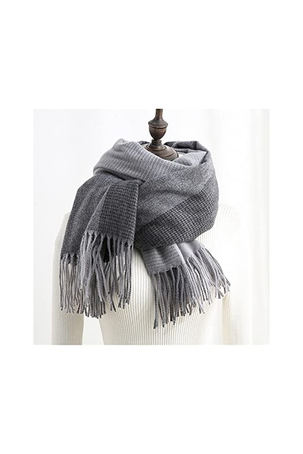 ZZLLFF Écharpe Imitation Cachemire Sweet Solid Couleur Tassel Écharpe Neuf Hiver Femme Allongé Châle Chaude à la Mode à la Mo