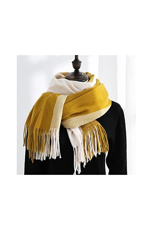 ZZLLFF Écharpe Imitation Cachemire Sweet Solid Couleur Tassel Écharpe Neuf Hiver Femme Allongé Châle Chaude à la Mode à la Mo