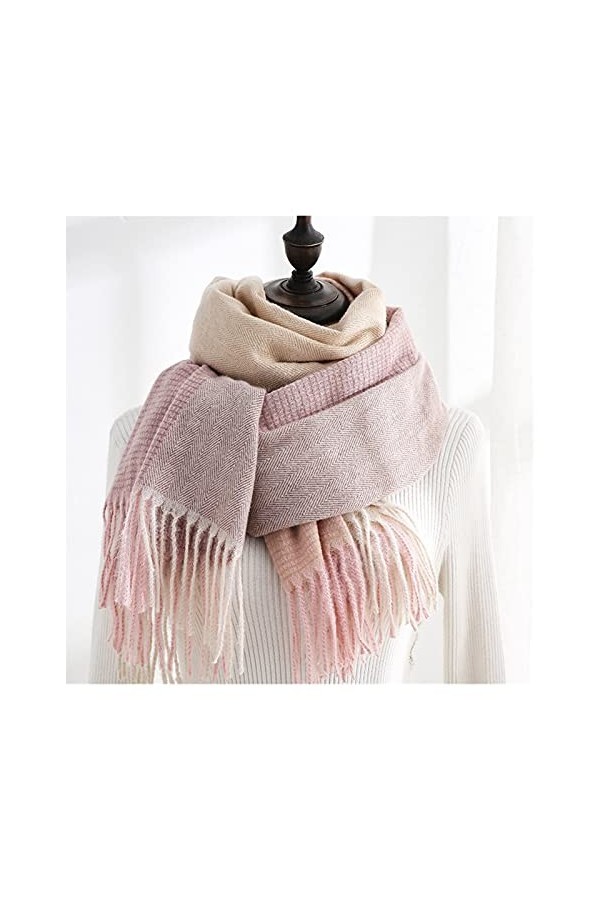 ZZLLFF Écharpe Imitation Cachemire Sweet Solid Couleur Tassel Écharpe Neuf Hiver Femme Allongé Châle Chaude à la Mode à la Mo