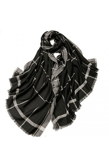 Foulard en Soie, Écharpes de Couverture pour Femmes Grand Châle Chaud et Confortable à Carreaux Doux Hiver Grande Couverture 