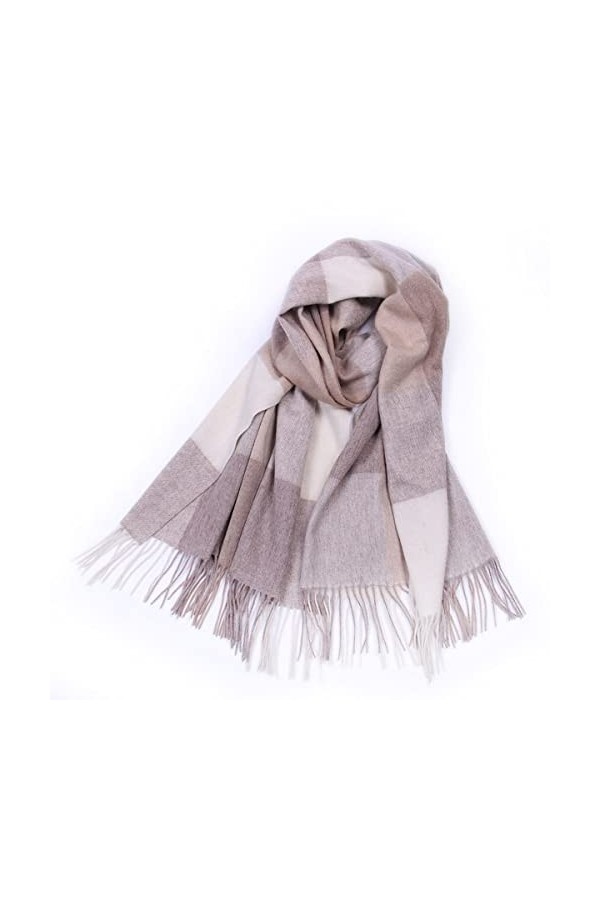 Foulard en Soie, Écharpes de Couverture pour Femmes Hiver Doux Écharpes Chaudes Laine Châle Mode Dames Tartan Vérifié Gland É