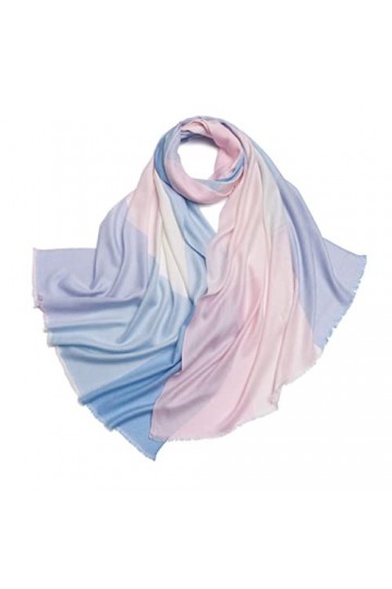 Foulard en Soie, Châle en Laine de Cachemire à Carreaux Tartan Chaud et élégant pour Femmes et Hommes Couleur : Bleu, Taille