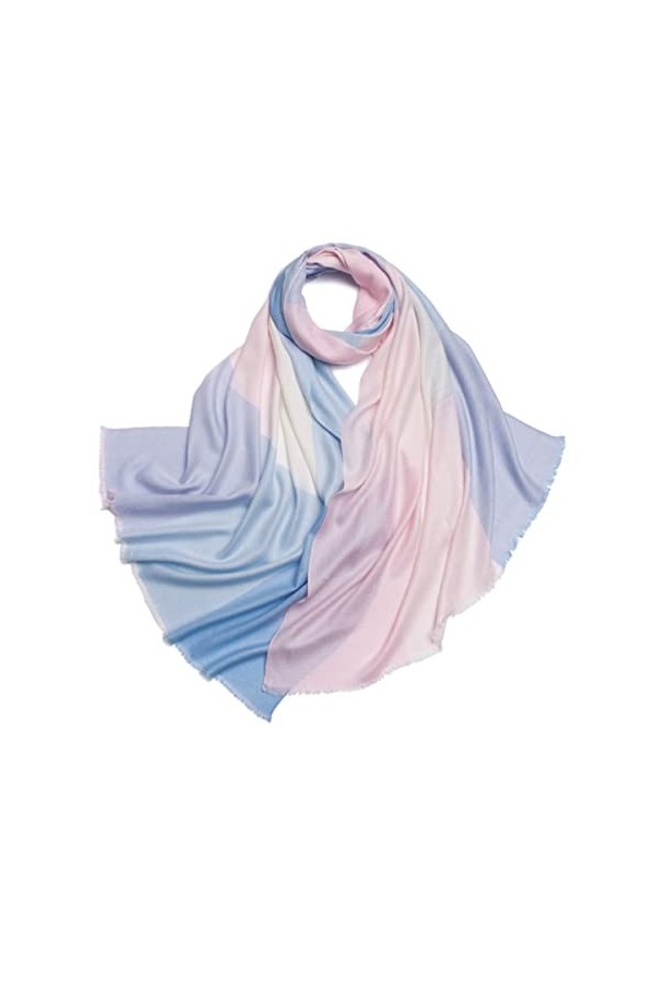 Foulard en Soie, Châle en Laine de Cachemire à Carreaux Tartan Chaud et élégant pour Femmes et Hommes Couleur : Bleu, Taille