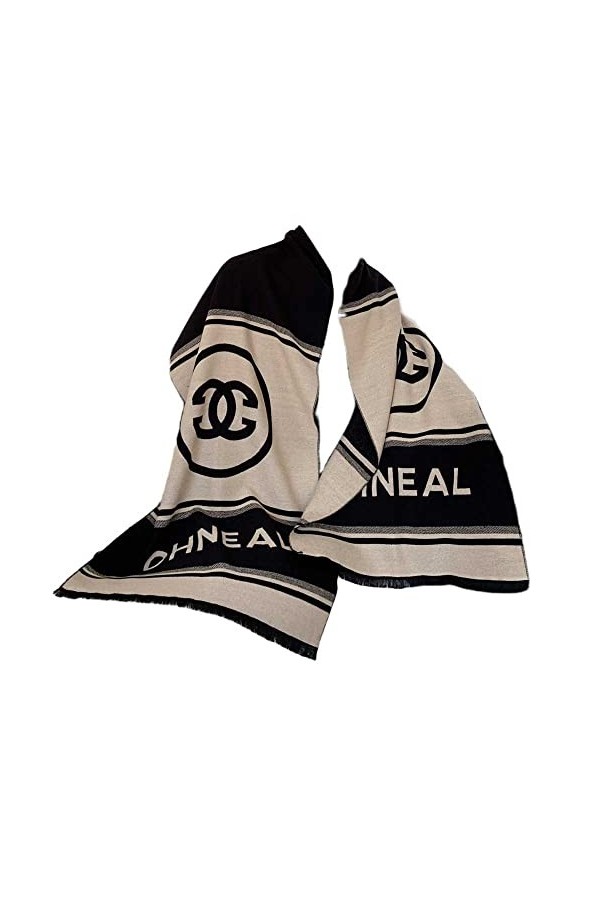 WSPDSD Lettres atmosphériques simples à couleurs bloquées imitation cachemire écharpe col plastron femme allongé épais chaud 