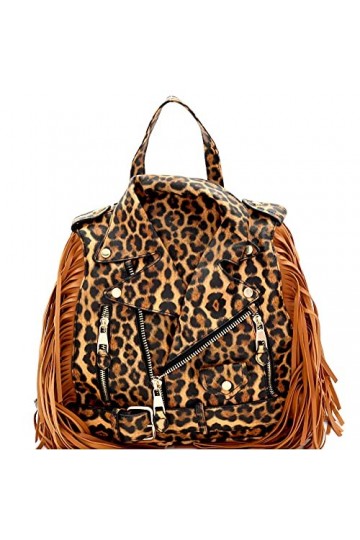 Sac à dos tendance en cuir vegan à franges - - Large