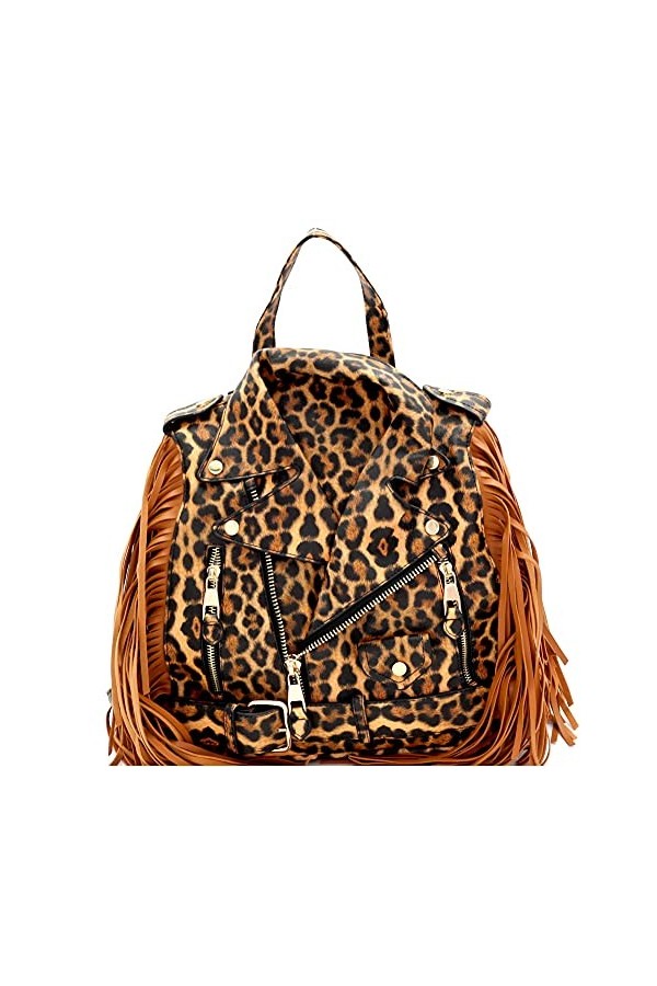 Sac à dos tendance en cuir vegan à franges - - Large