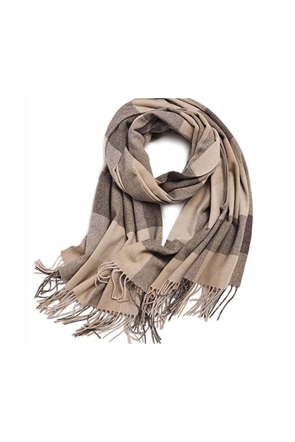 JUGUU Echarpes Decontracte100% Laine DAgneau Épaissir Plaid Grand Châle Femme A Volé Pashmina-03_194 * 80 Cm