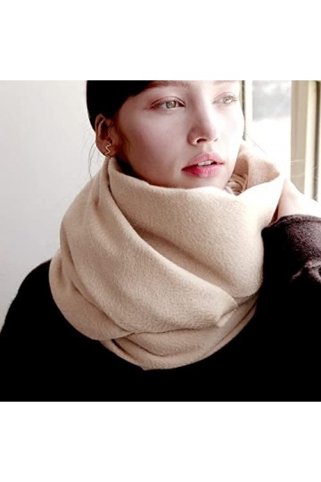 RFEGEF Femme Écharpe Pashmina,Dames Écharpes Et Châles Abricot Rétro Mode Laine Couleur Unie Épaissir Gland Long Doux Foulard