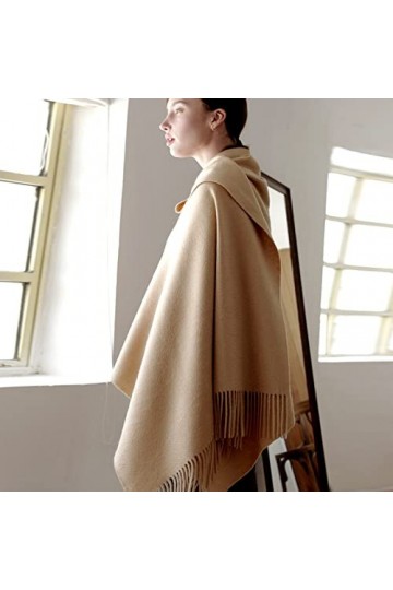 RFEGEF Femme Écharpe Pashmina,Écharpes Et Châles pour Dames Light Camel Retro Fashion Laine Couleur Unie Épaissir Le Gland Lo