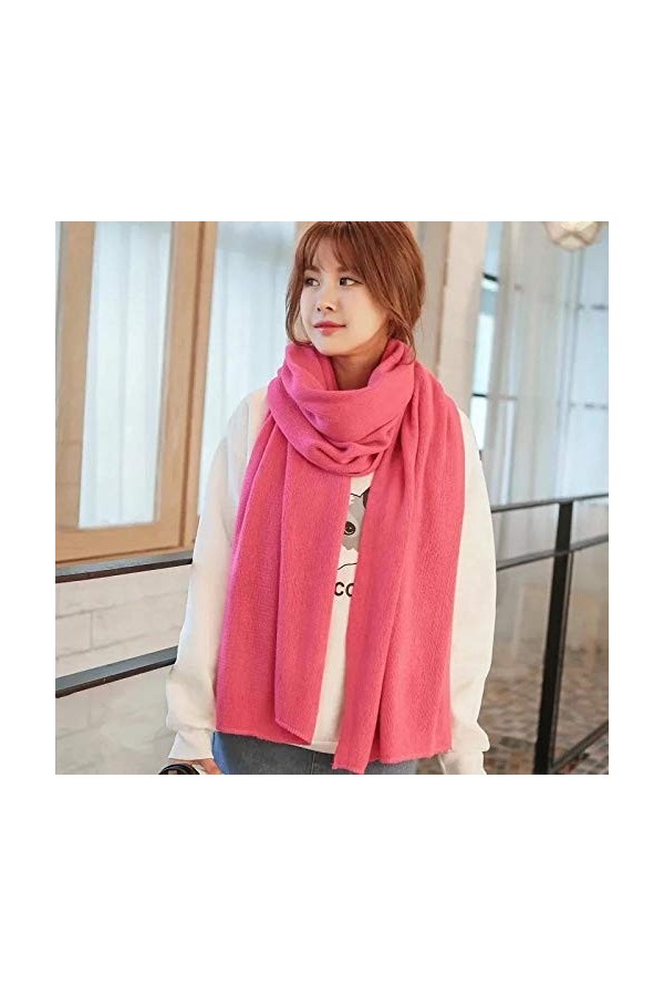 CCBUY Écharpes dhiver pour femme – Mode hiver femme rose écharpe en tricot solide femme Foulard châles enveloppes écharpes é