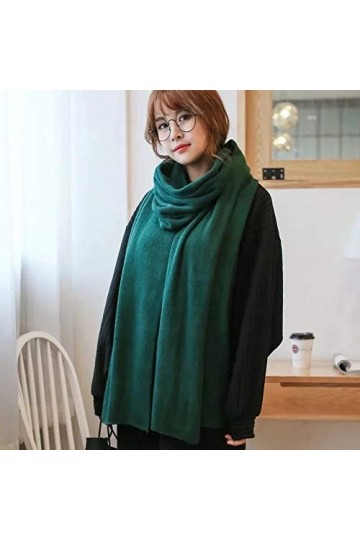 CCBUY Écharpes dhiver pour femmes - Mode hiver femmes vert foncé écharpe en tricot solide femme Foulard châles enveloppes éc