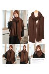 CCBUY Écharpes dhiver pour femmes - Mode hiver femmes marron écharpe en tricot solide femme Foulard châles enveloppes écharp