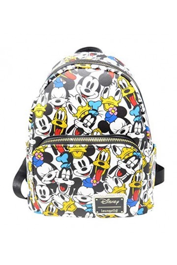 Loungefly Disney The Fab 5 Mickey Minnie Allover Print Double Strap Shoulder Bag Purse