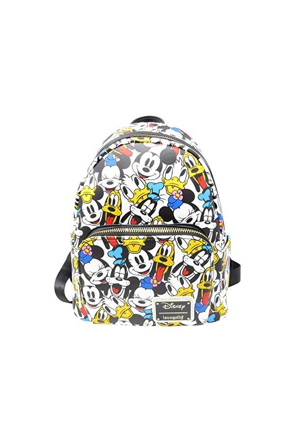 Loungefly Disney The Fab 5 Mickey Minnie Allover Print Double Strap Shoulder Bag Purse