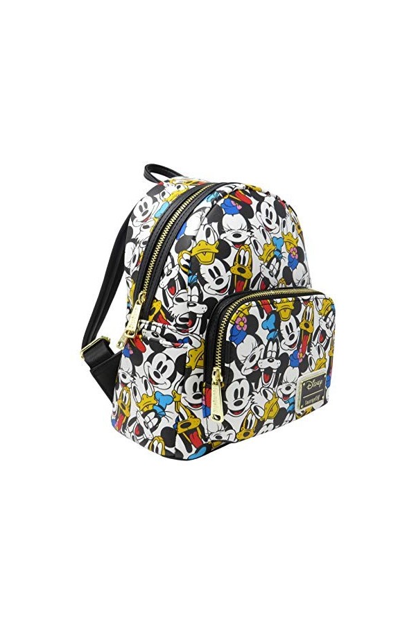 Loungefly Disney The Fab 5 Mickey Minnie Allover Print Double Strap Shoulder Bag Purse