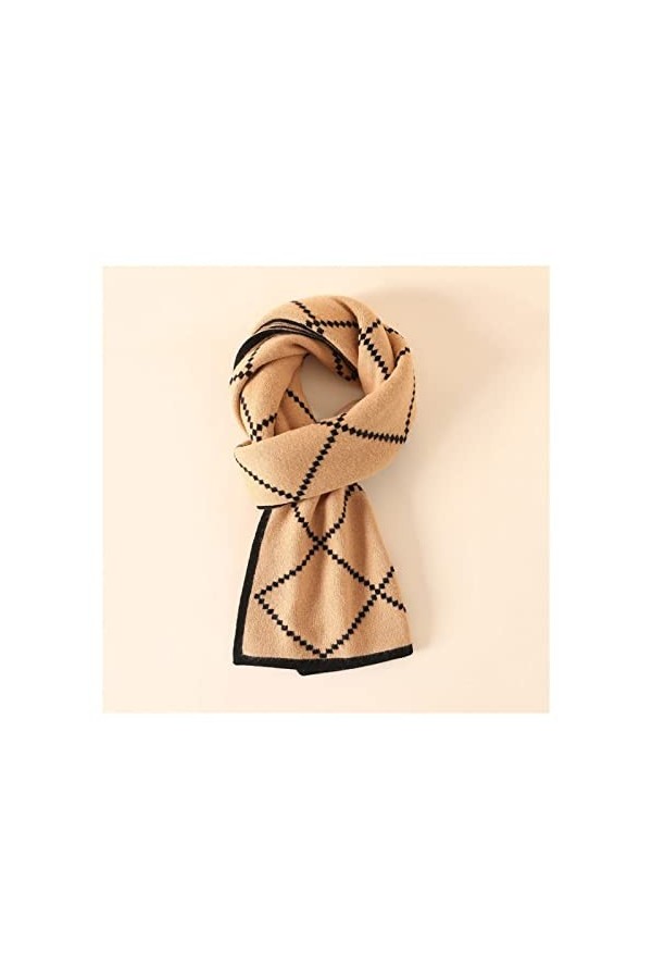 Femme Écharpe Écharpe en Laine de Mouton tricotée avec écharpe à Motif géométrique Long châle Chaud épaissi à Double Usage Éc