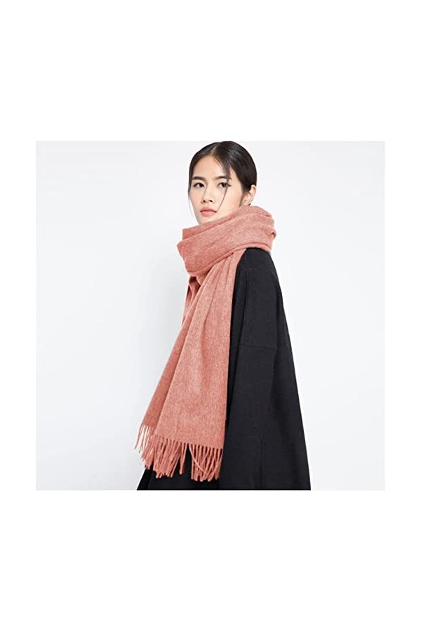 RFEGEF Coton Foulard,Écharpes Et Châles pour Dames Rose Foncé Laine De Mode Rétro Couleur Unie Épaissir Le Gland Long Doux Éc