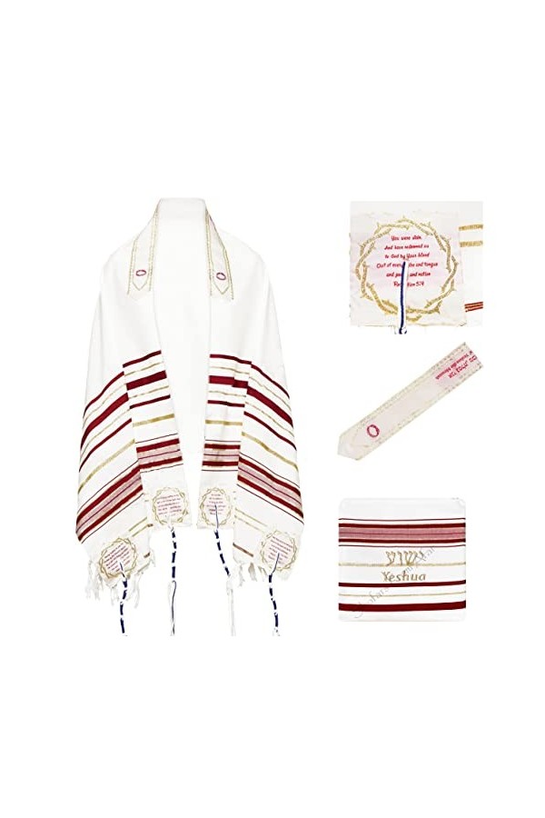 The Blood of Yeshoua Jésus Châle de prière avec sac à fermeture éclair Yeshua